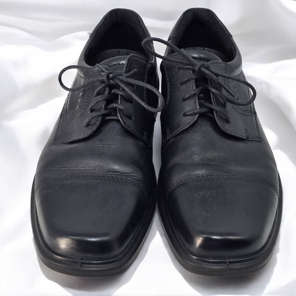 ECCO Oxford Dress Shoes Men 44 (10US) Black Comfort Cap Toe Casual Business